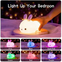 7 Color Changing Rabbit Night Light for Sleeping Silicone LED Lamp