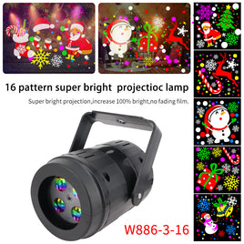 USB Power -16 Pattern Christmas Holiday Projection Lamp