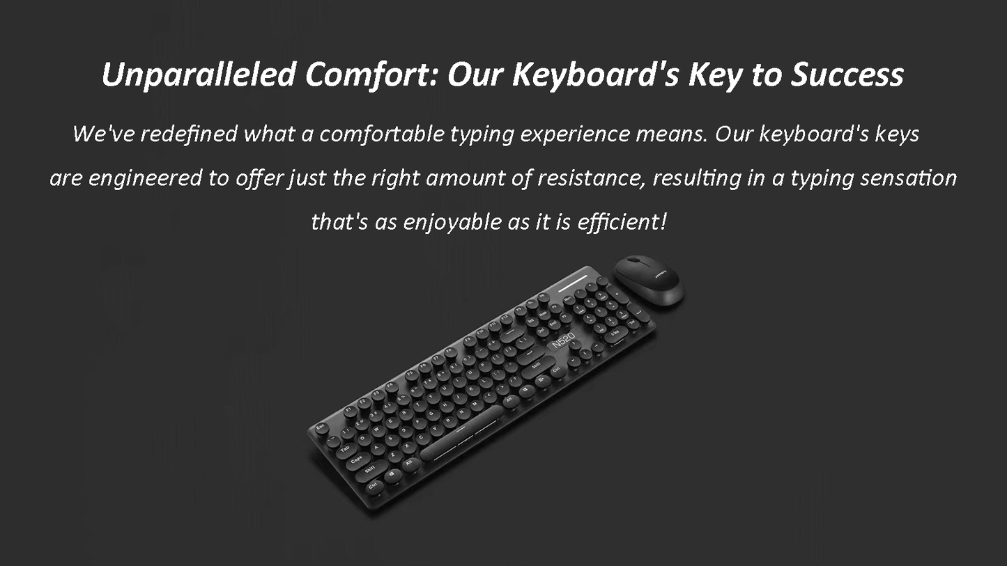 RYG Wireless Punk Mechanical Feeling Keyboard Mouse Set (Whisper-Quiet)