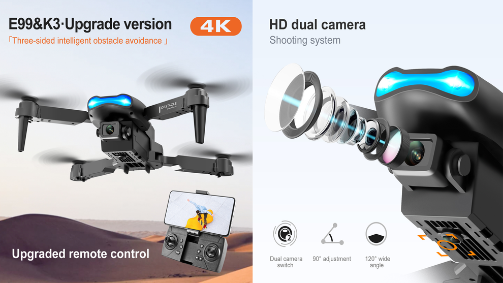 RYG 4K HD Wide-angle Dual Camera FPV Wi-Fi RC Drone Quadcopter