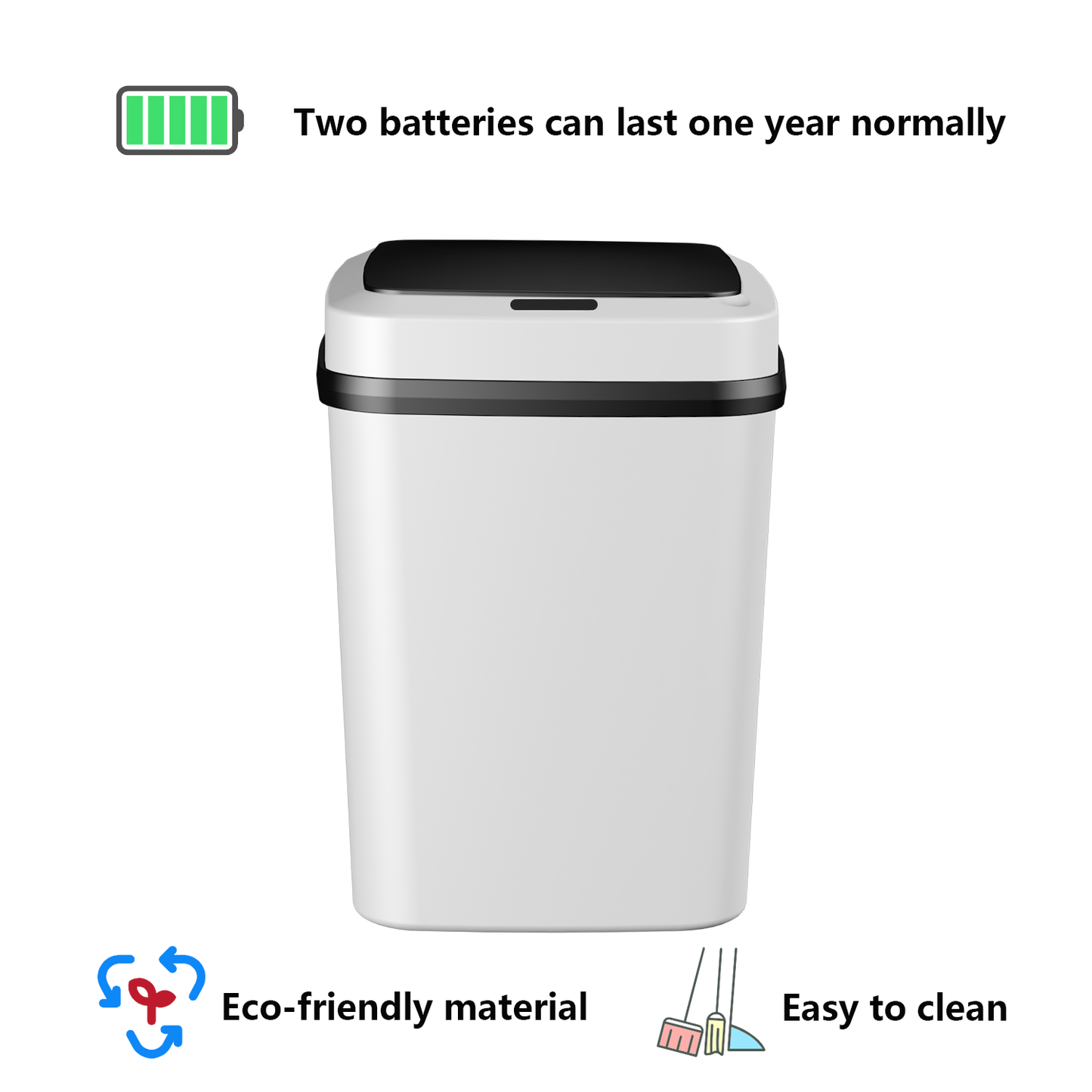 RYG Electric Trash Can Sensitive Mute Odor Isolation Waterproof Automatic Motion Sensor Kick Vibration Rubbish Bin