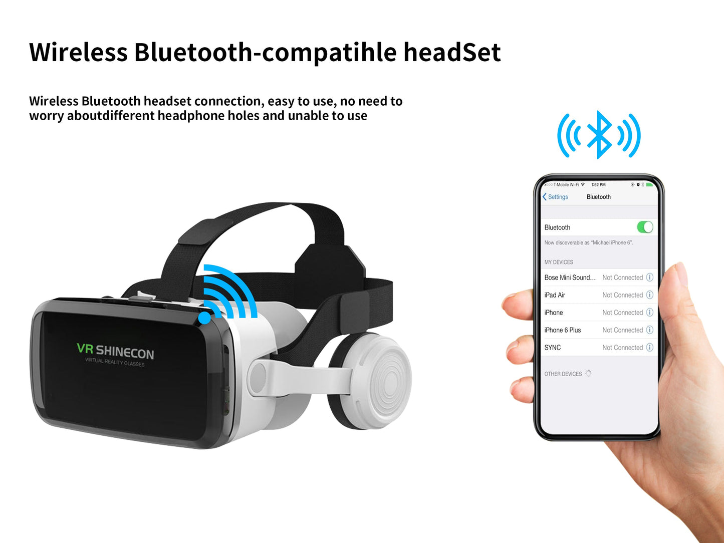 Shinecon VR Box 4.0 3D Virtual Reality Headset with Bluetooth & Controller