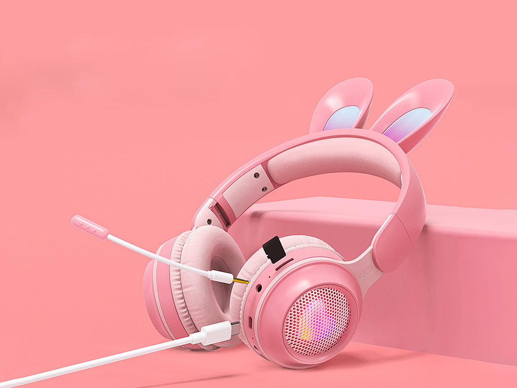 RYG Rainbow Rabbit Luminous Wireless 5.0 Headphone - Pink