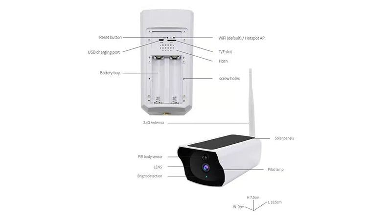 Security Wi-Fi Camera with Solar & Battery Powered & Full HD Outdoor/Indoor CCTV Pack(Include Batteries and 32G SD Card)