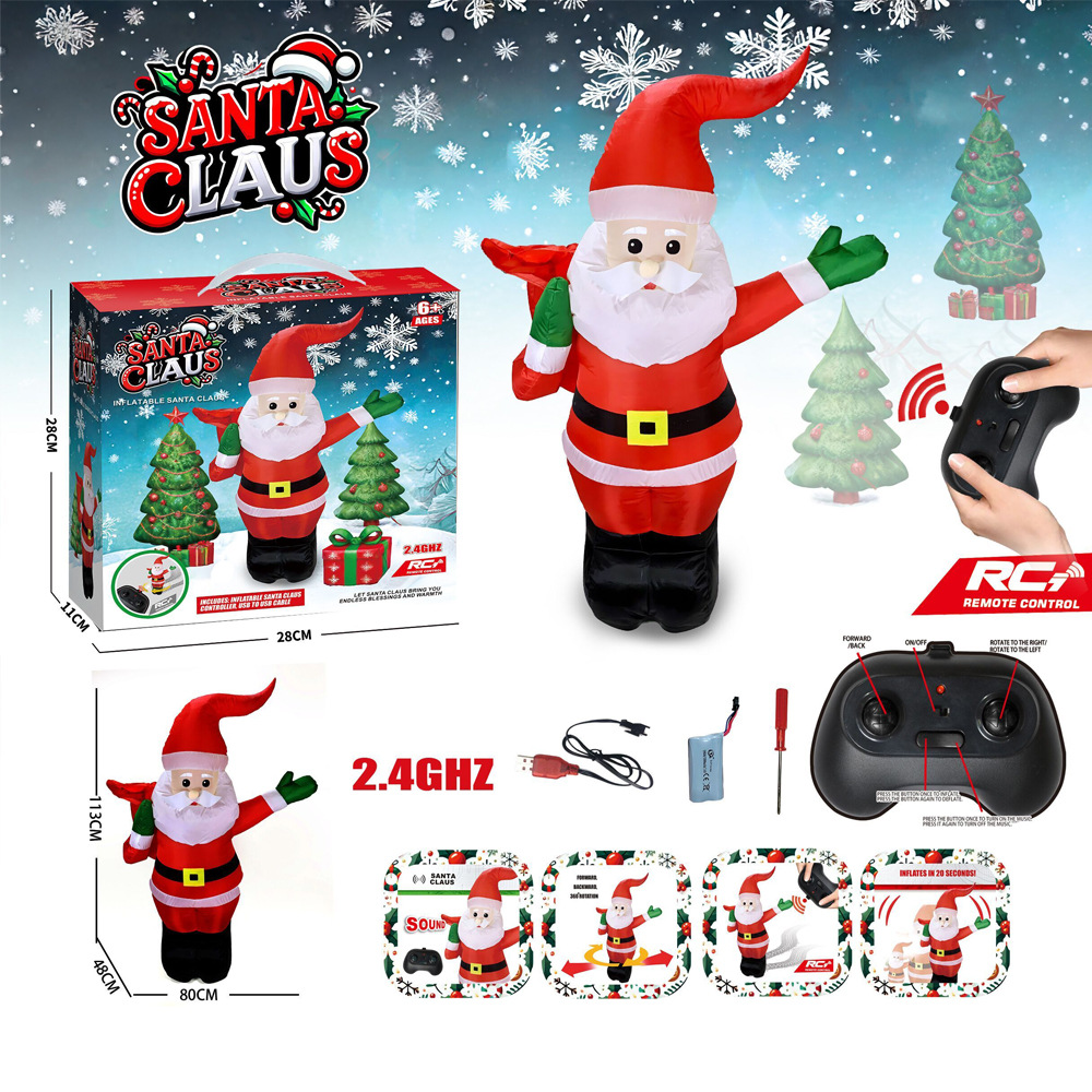 Running Santa with remote control & music-- self-inflatable