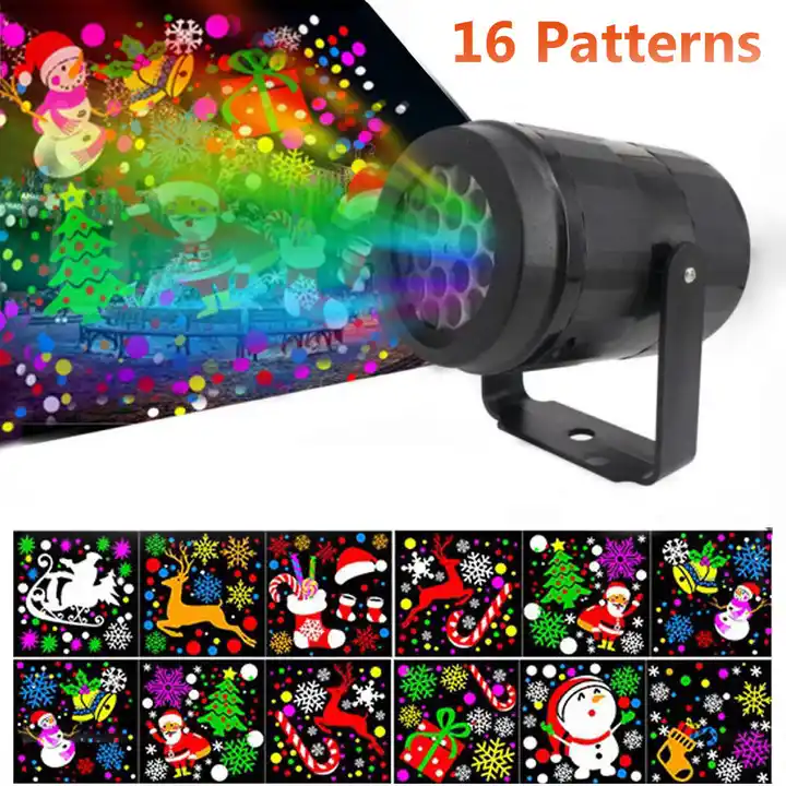 USB Power -16 Pattern Christmas Holiday Projection Lamp