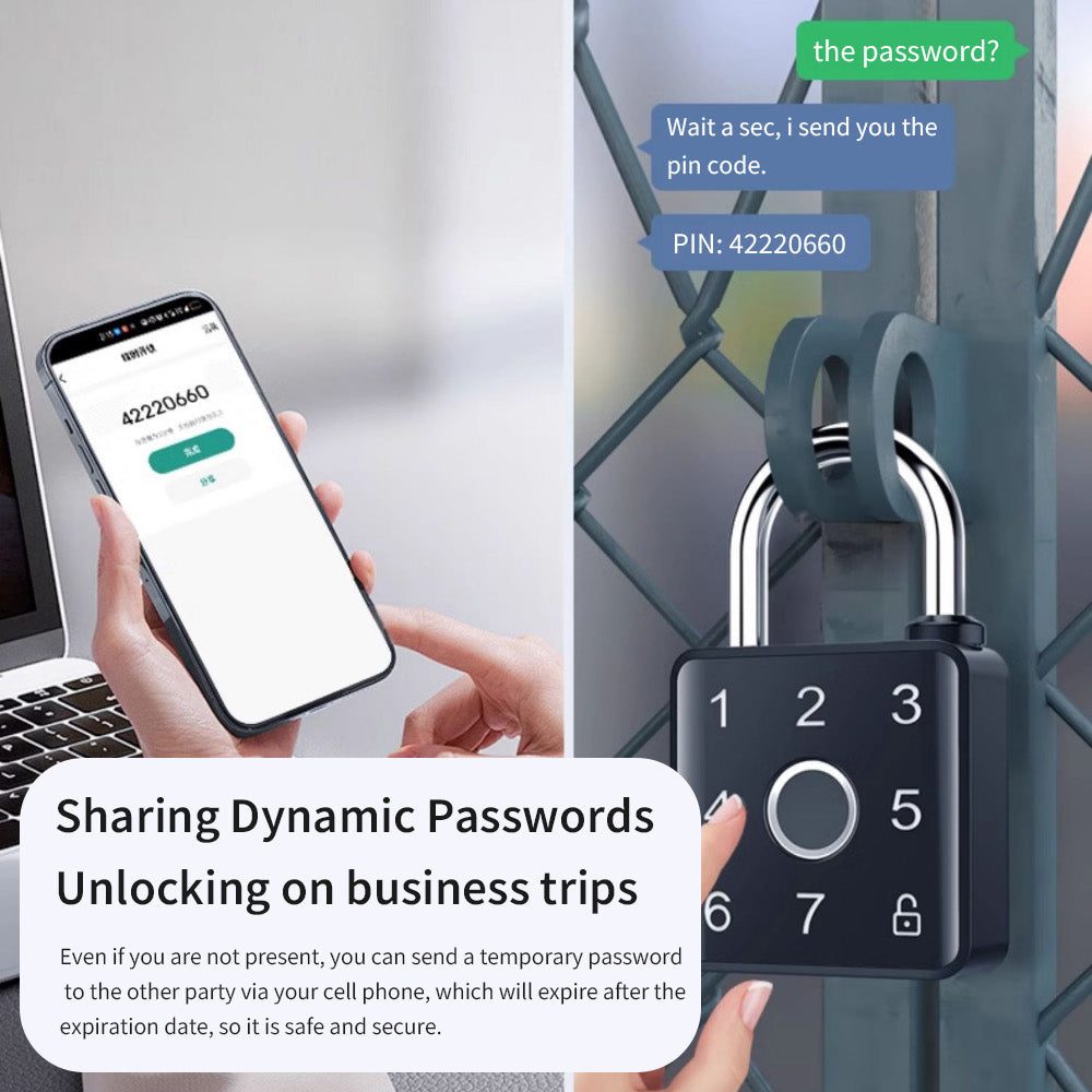 Smart Padlock with Bluetooth App Control Keycard Pin Code Fingerprint