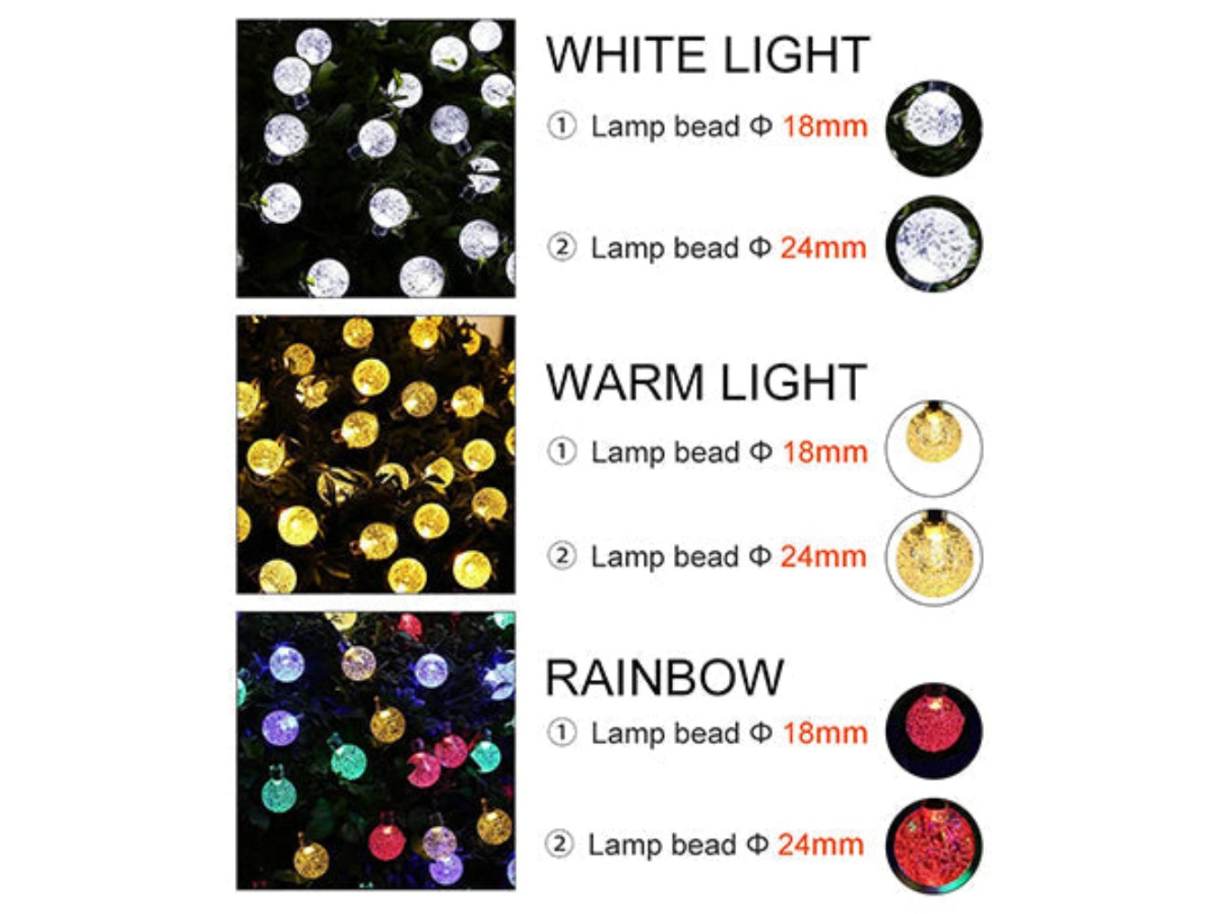 RYG LED Solar String Lights Patio Party Yard Garden Waterproof Decor