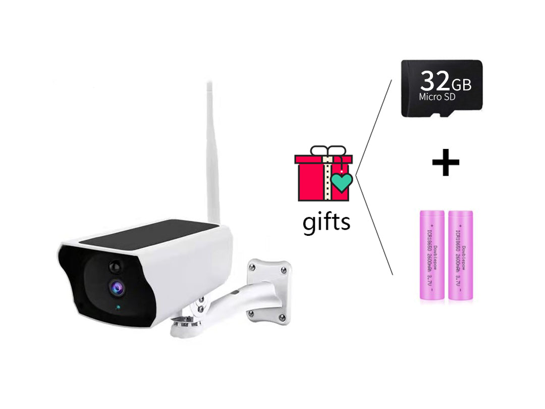 Security Wi-Fi Camera with Solar & Battery Powered & Full HD Outdoor/Indoor CCTV Pack(Include Batteries and 32G SD Card)