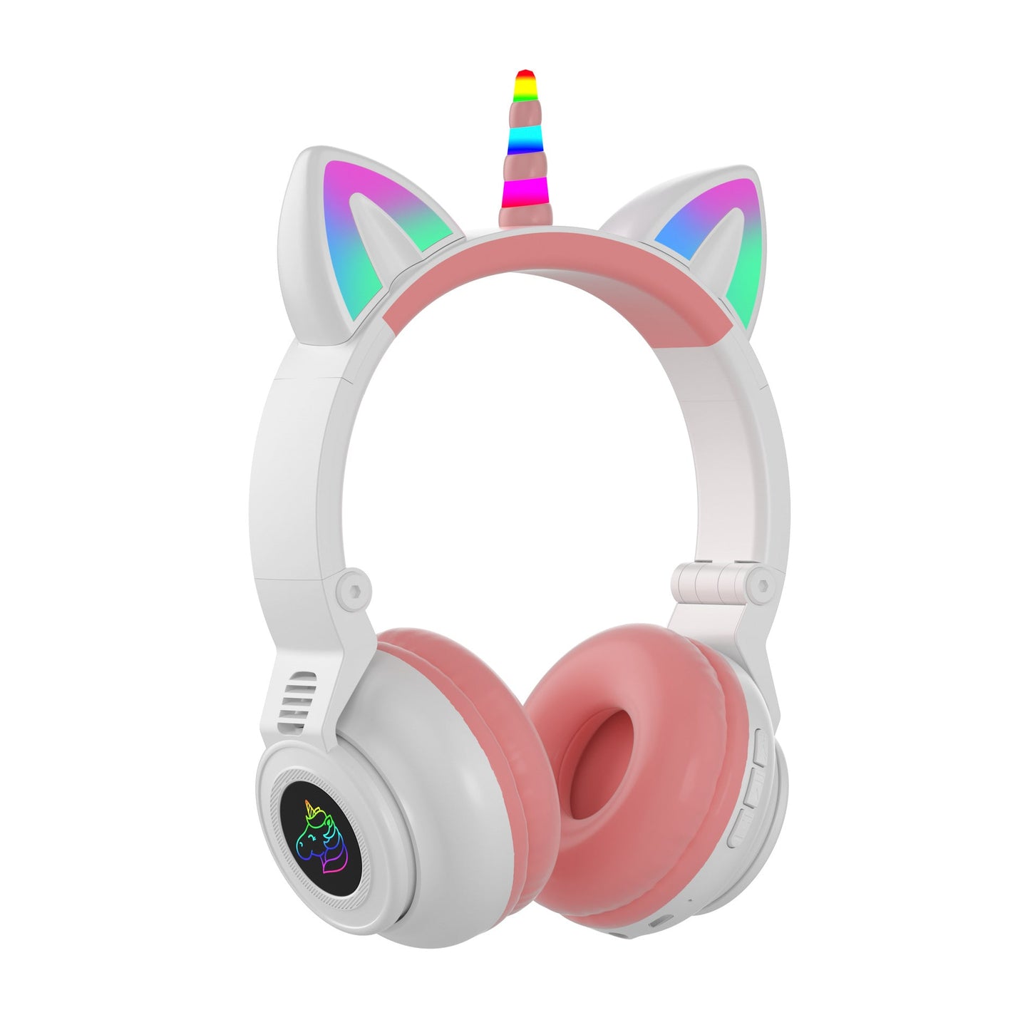 Foldable Bluetooth 5.0  Cat Ear Unicorn white RGB effect Headset