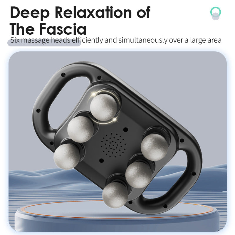 Multifunctional Massager Six Massage Head Skin-Friendly EVA Massage Ball Fascial Gun Deep Relaxation Noise-Reduction