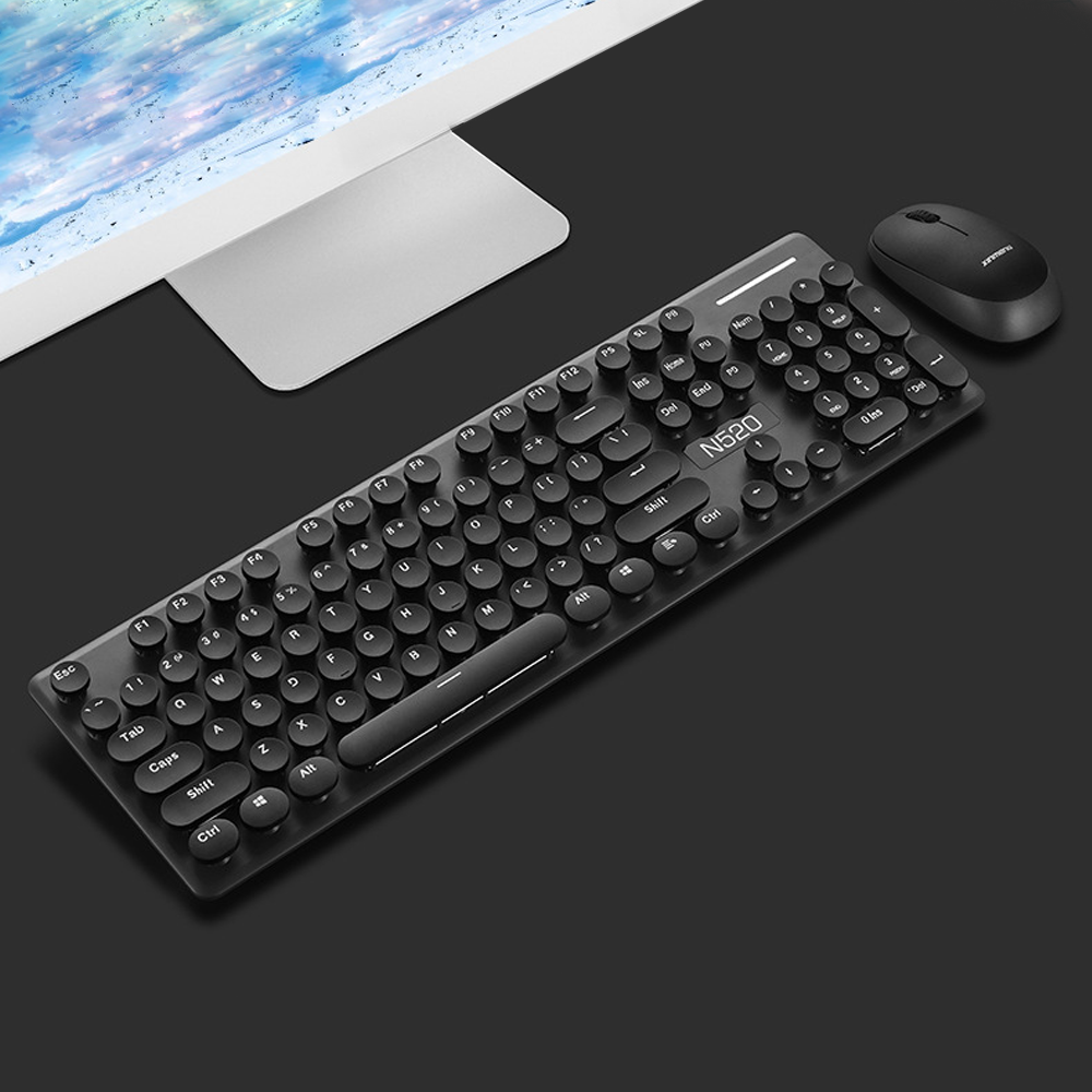 RYG Wireless Punk Mechanical Feeling Keyboard Mouse Set (Whisper-Quiet)