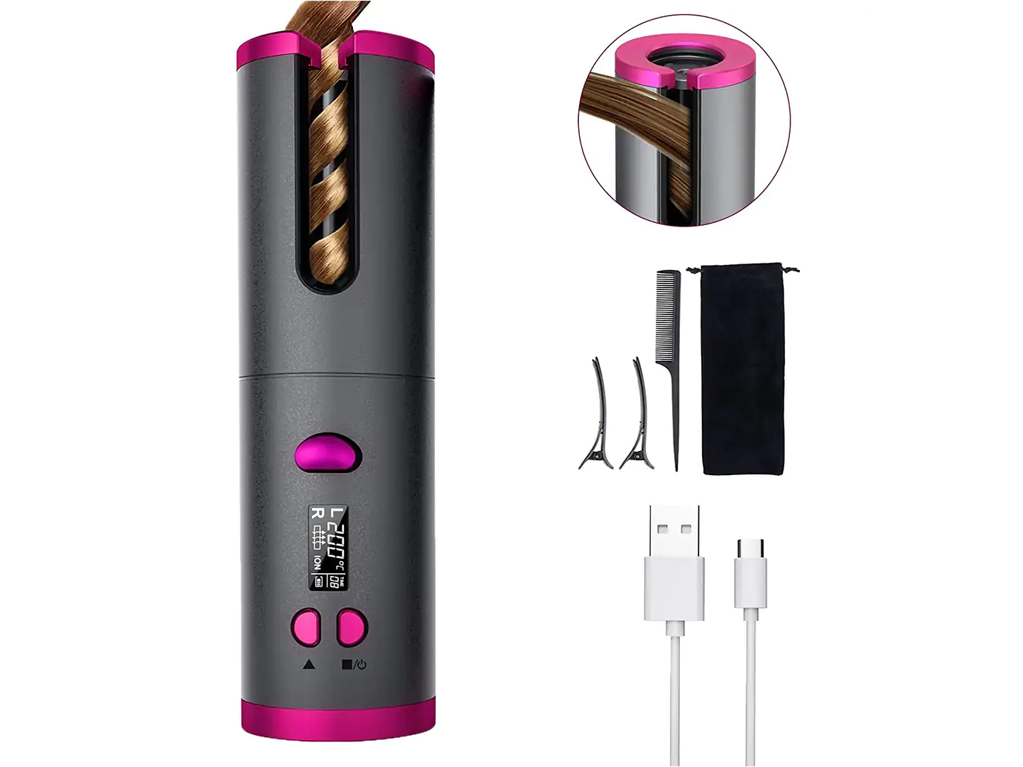 RYG Portable Wireless Charging Automatic Curling Iron