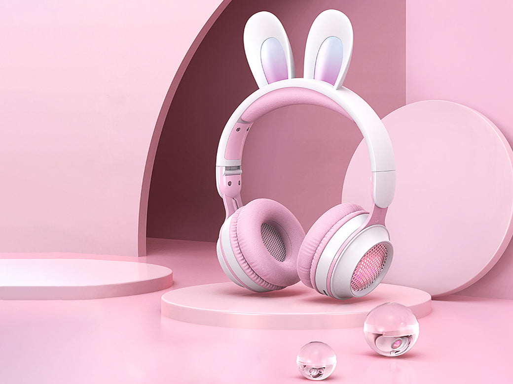 RYG Rainbow Rabbit Luminous Wireless 5.0 Headphone - Pink