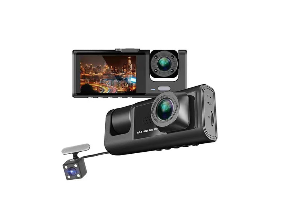 RYG 3 Camera Dash Cam 1080P Front and Inside 2 Inch Screen Dashcam Black Box Driver