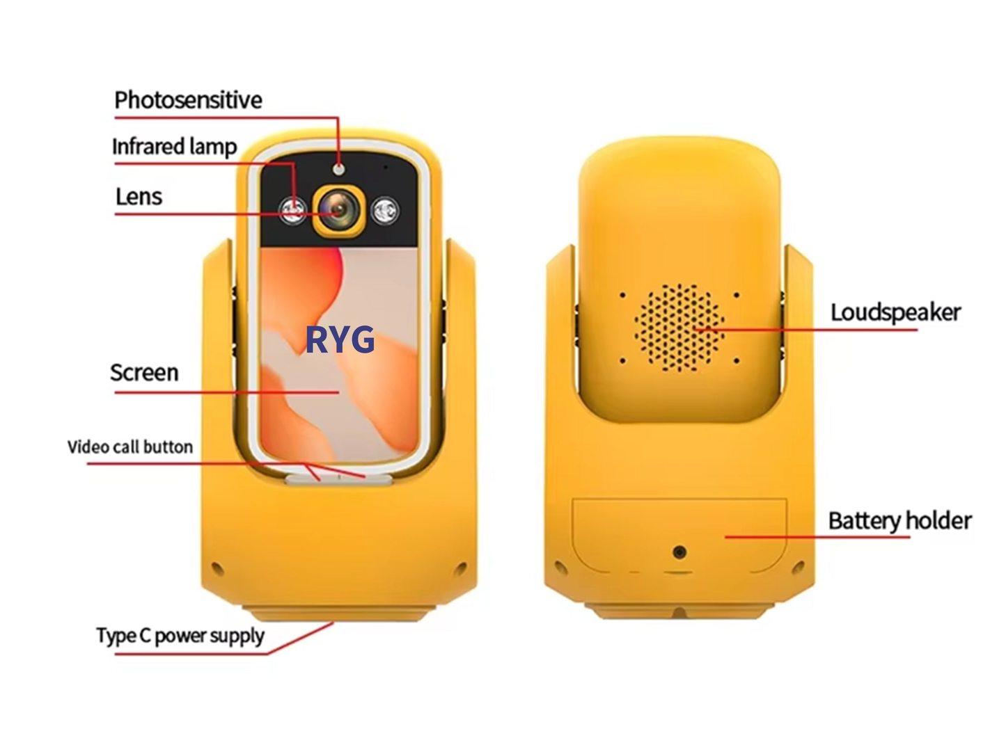 RYG Two way Video Calling Camera with HD Screen