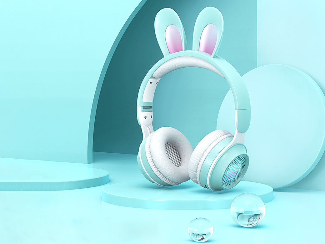 RYG Rainbow Rabbit Luminous Wireless 5.0 Headphone - Pink