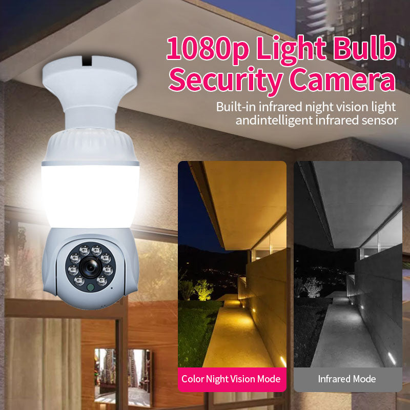 Lamp cap security camera with Light D5 E27 LEDBulb, White