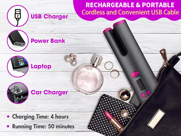 RYG Portable Wireless Charging Automatic Curling Iron