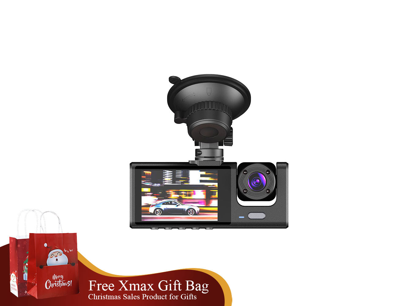 RYG 3 Camera Dash Cam 1080P Front and Inside 2 Inch Screen Dashcam Black Box Driver