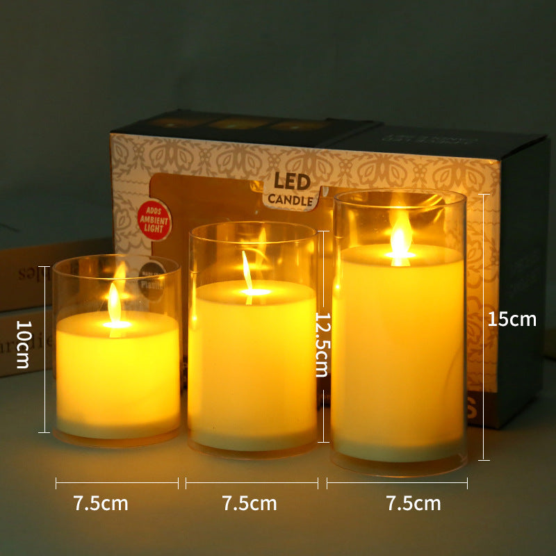 LED Electronic Glass Candle -- 3 CANDLE IN ONE BOX