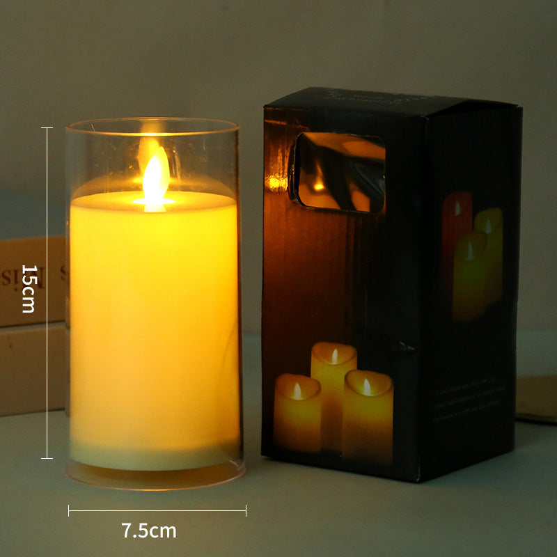 LED Electronic Glass Candle -- 3 CANDLE IN ONE BOX