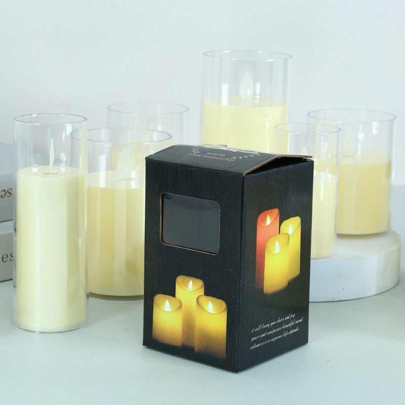 LED Electronic Glass Candle -- 3 CANDLE IN ONE BOX