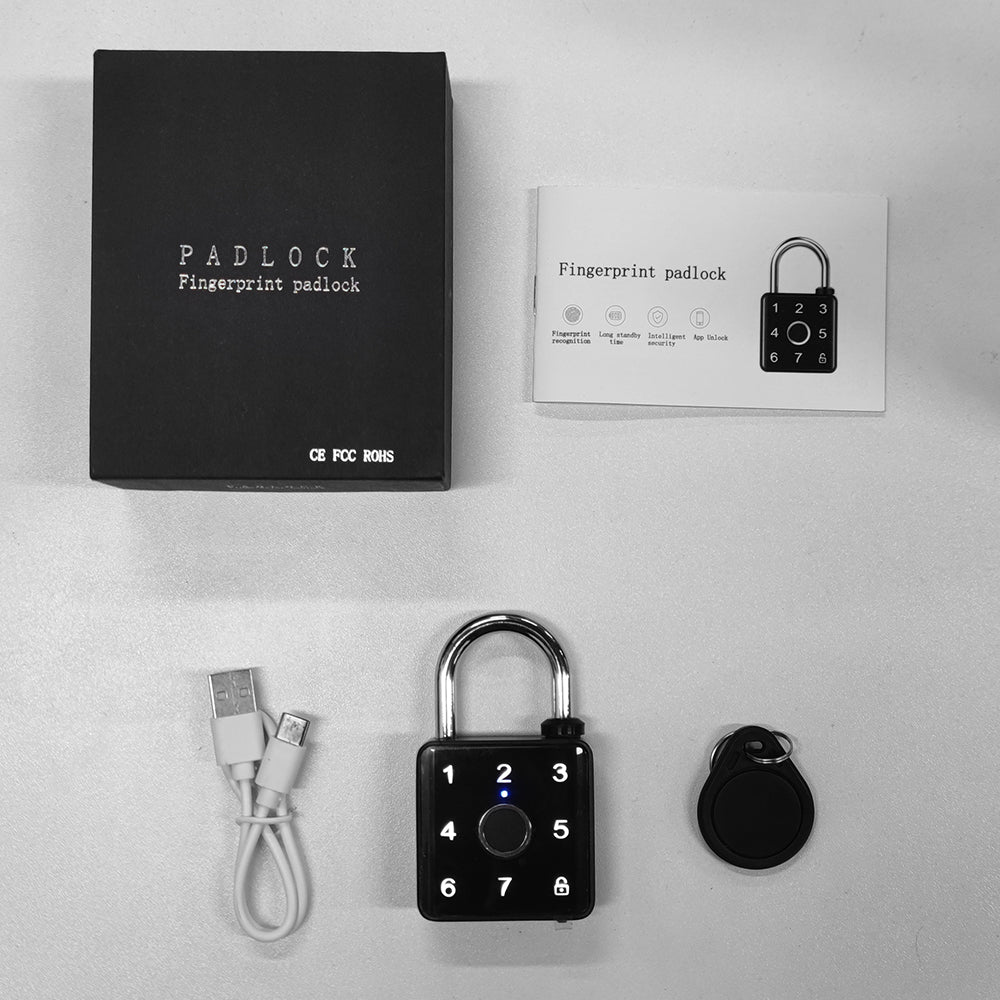 Smart Padlock with Bluetooth App Control Keycard Pin Code Fingerprint