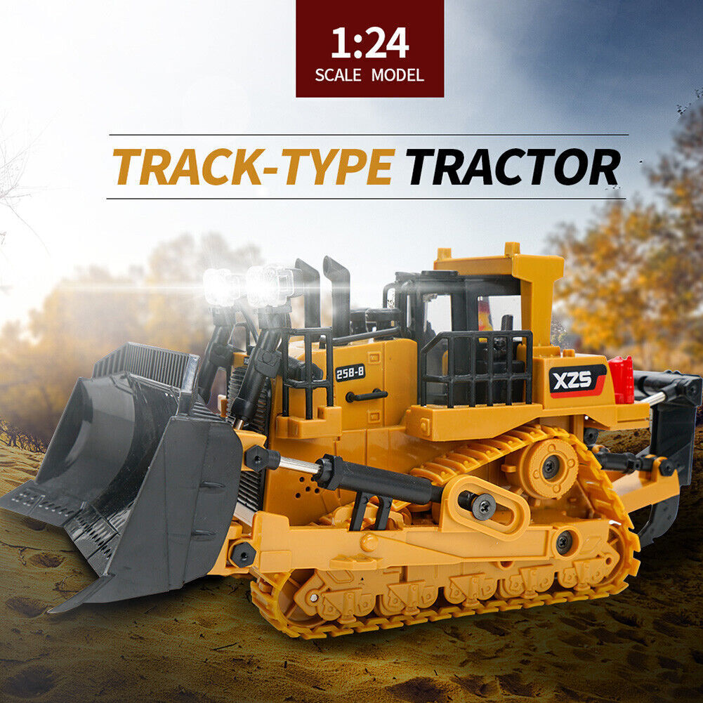 Remote Control Excavator Bulldozer Toy 2.4G 9/11 Channel RC Front Loader TractorAU 1:24