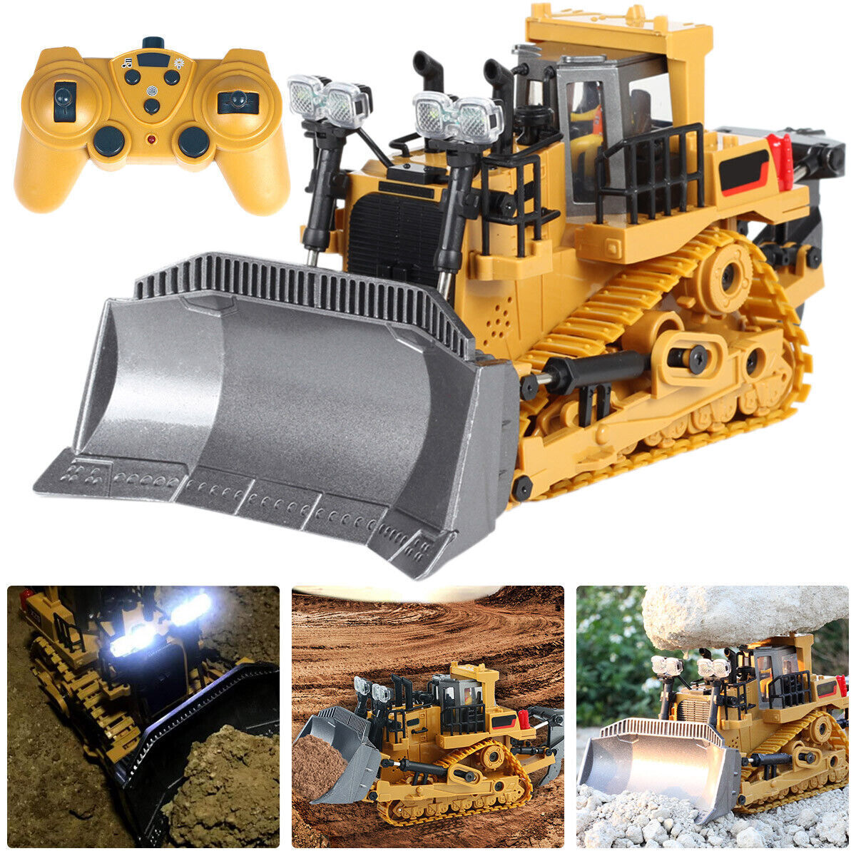 Remote Control Excavator Bulldozer Toy 2.4G 9/11 Channel RC Front Loader TractorAU 1:24